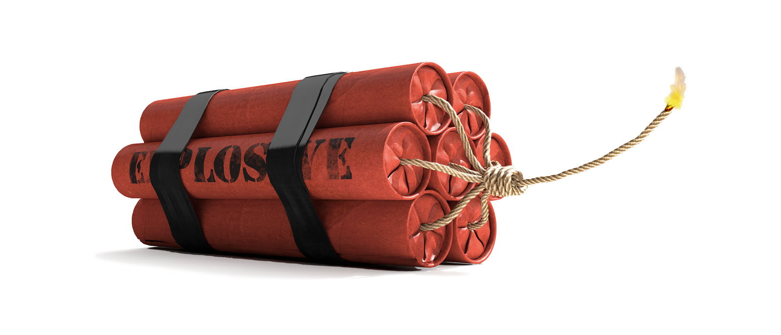 digital illustratoin of a stick of red dynamite ignited explosive