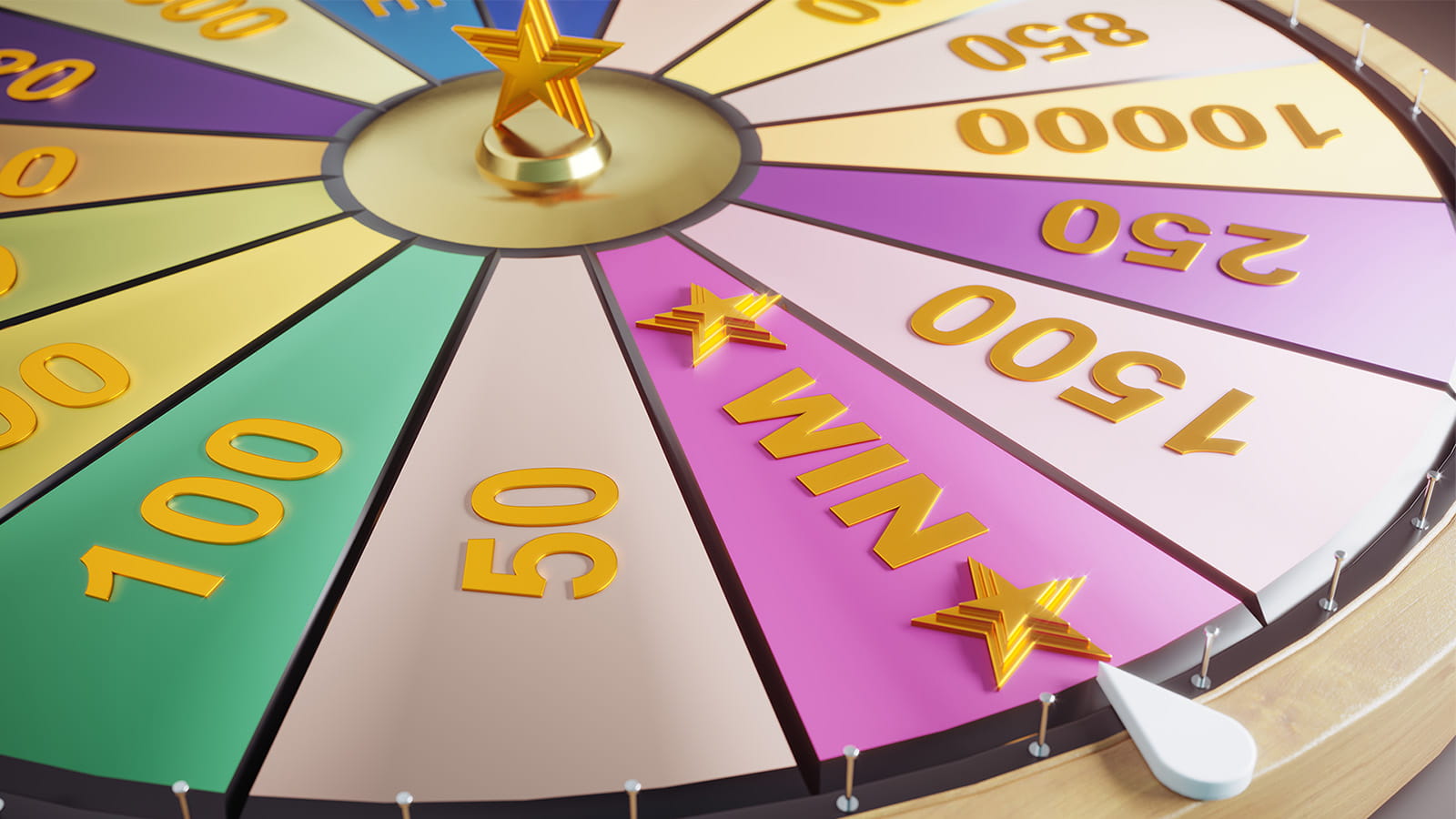 digital illustration of a game show spinning wheel prizes numbers multicoloured