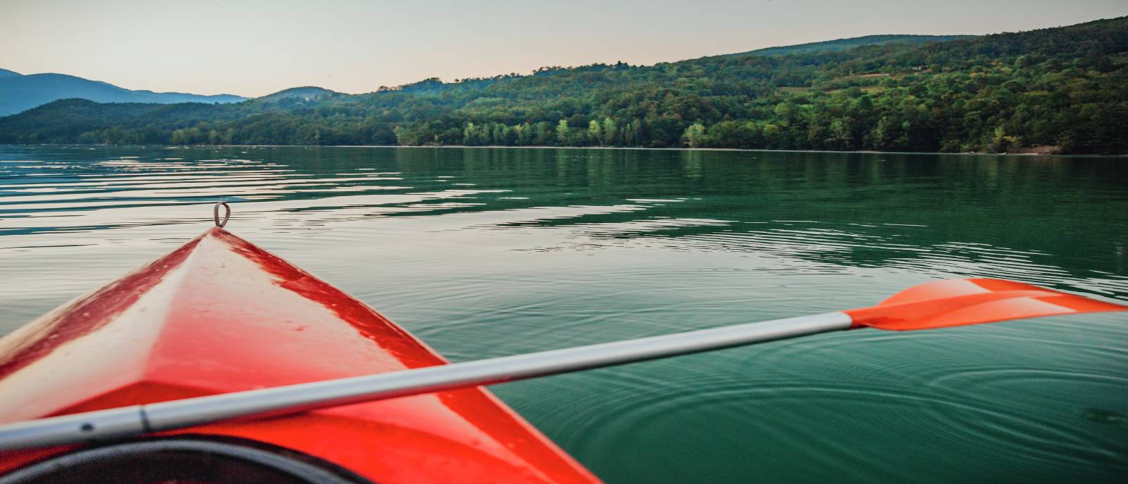 View from a red kayak