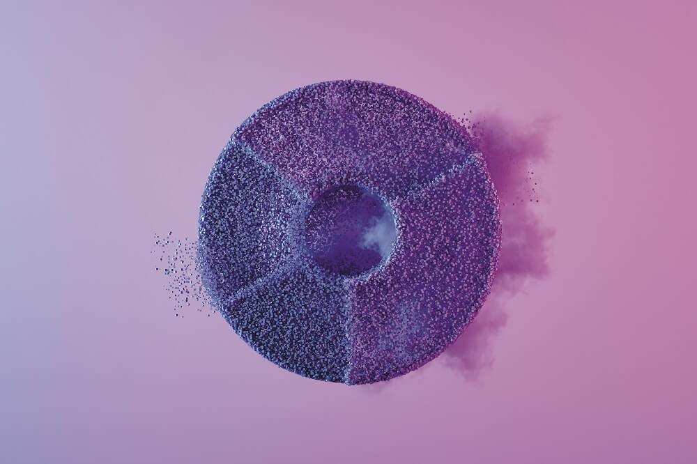 Pixellated image of purple circular chart