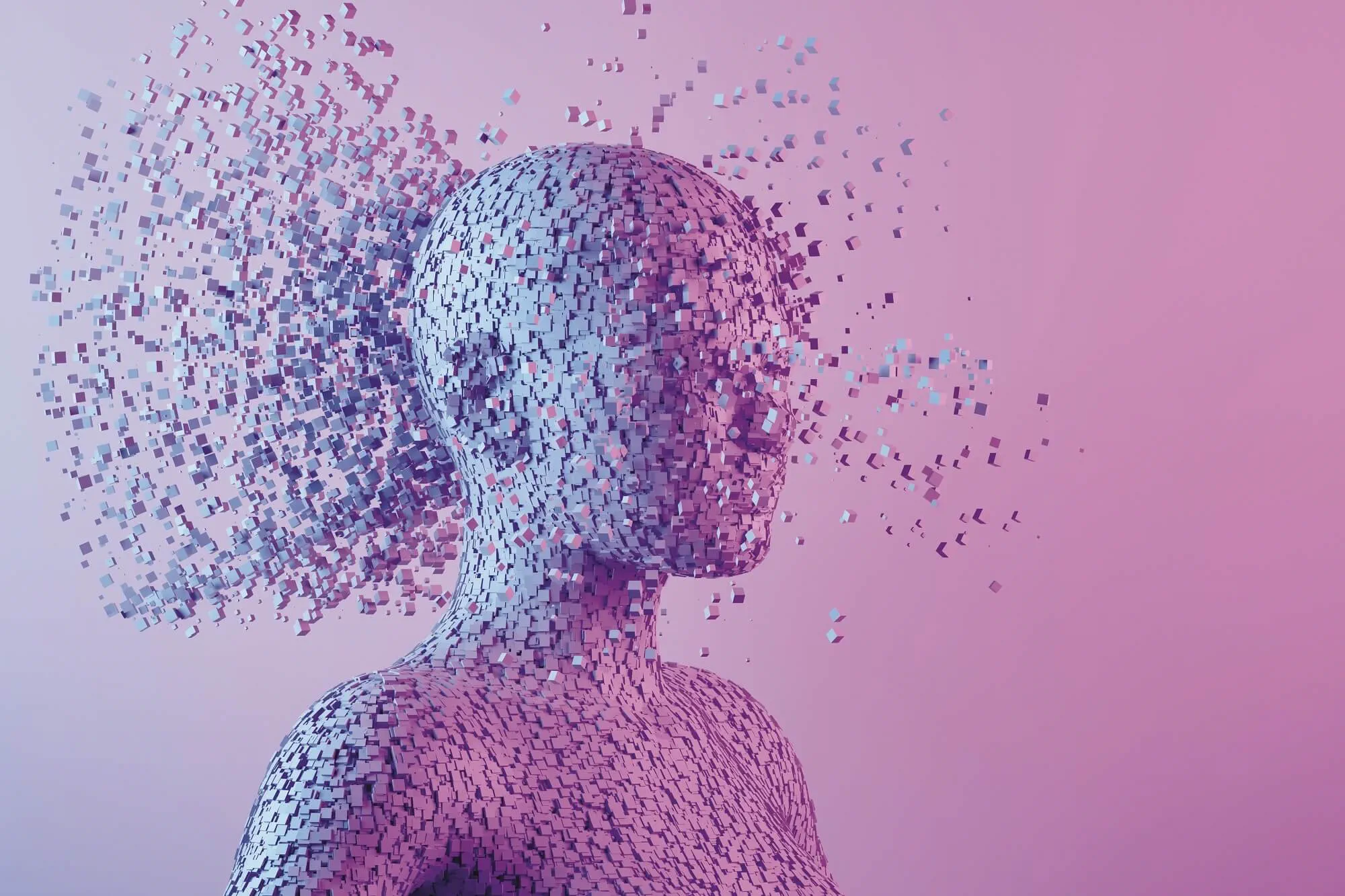 Pixellated image of purple figure