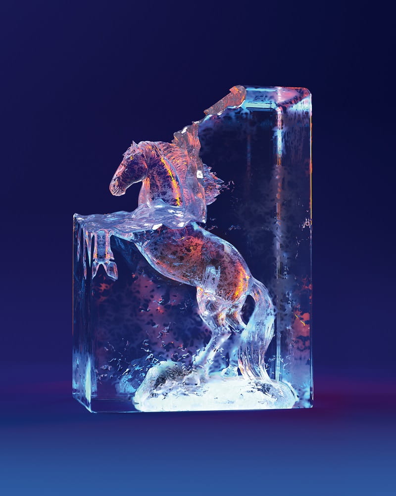 Image of horse carved in ice