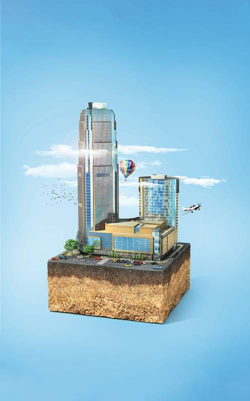 Image of model building landscape