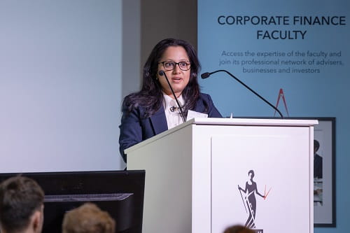 Lushani Kodituwakku speaking at the commercial due diligence guideline launch