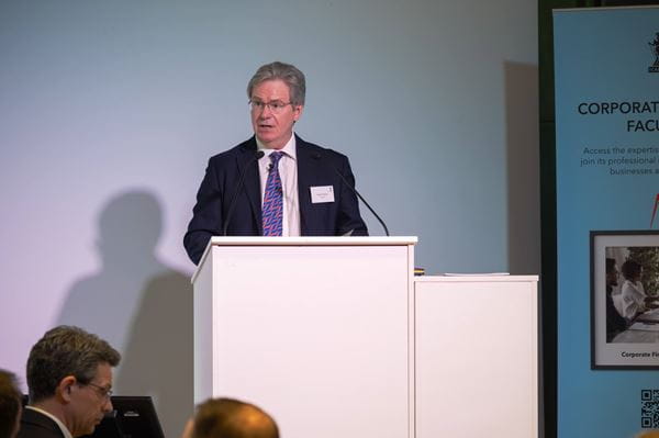 David Petrie speaking at Public to Private Transactions report launch