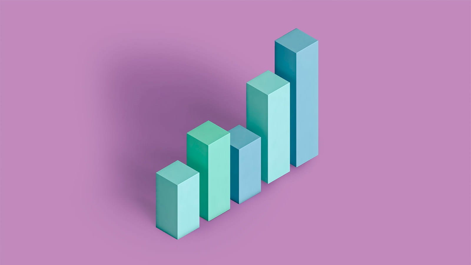bar chart graph 3D blue bars lines purple background equity accounting