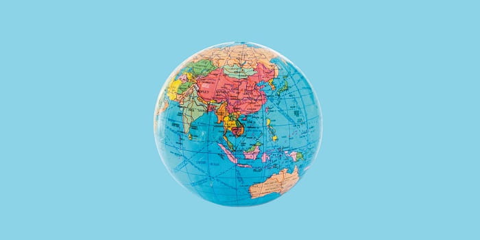 Globe on a blue background