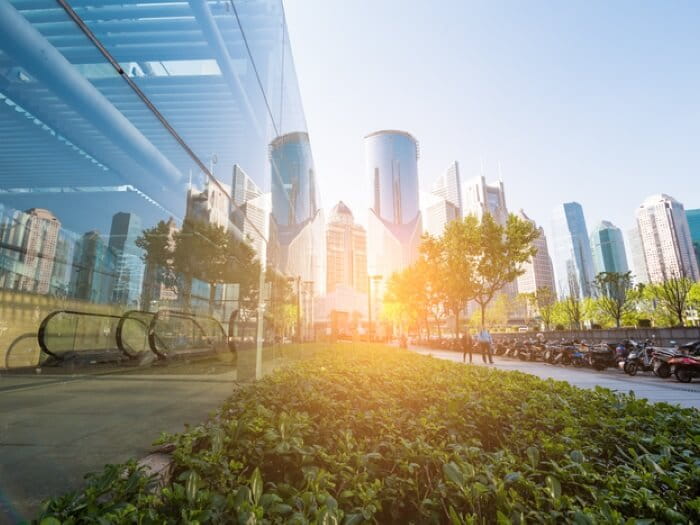 Cityscape with greenery