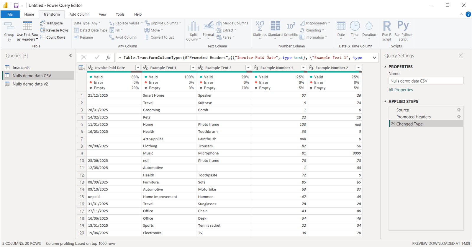Example of blanks in Power BI
