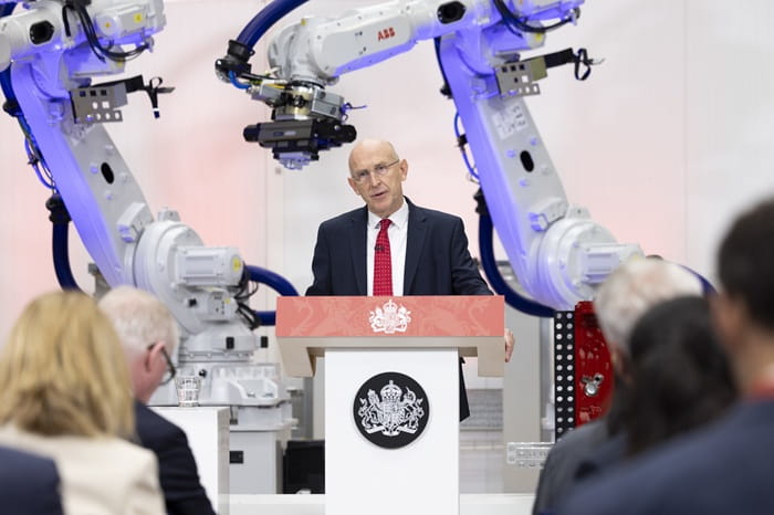 Chancellor John Healey delivering a speech in Coventry, in the UK, on 7 September 2026.