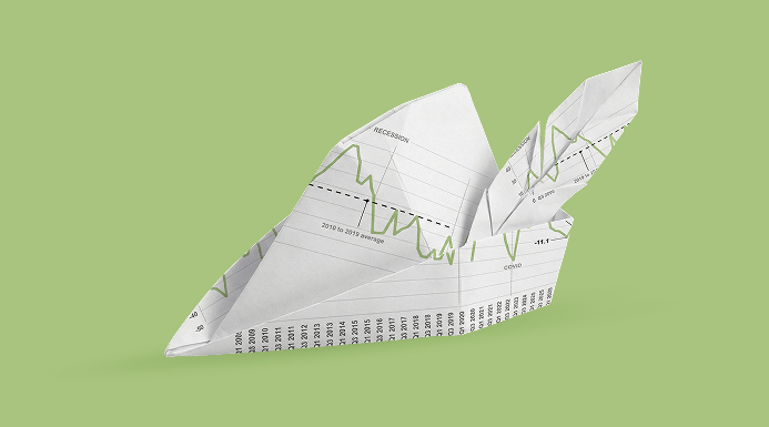 Abstract folded illustration with chart lines representing the East Midlands.
