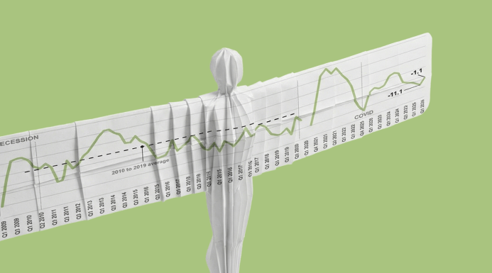 Illustration of the Angel of the North representing North East England.