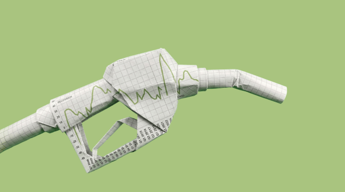 Illustration of a fuel pump made from charted material representing the energy sector.