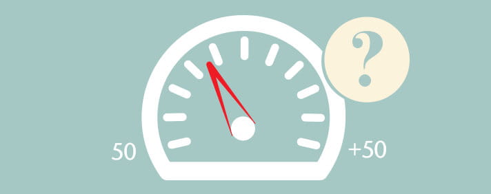 A dial with the ICAEW dividers acting as the needle, and a question mark hovering over it.