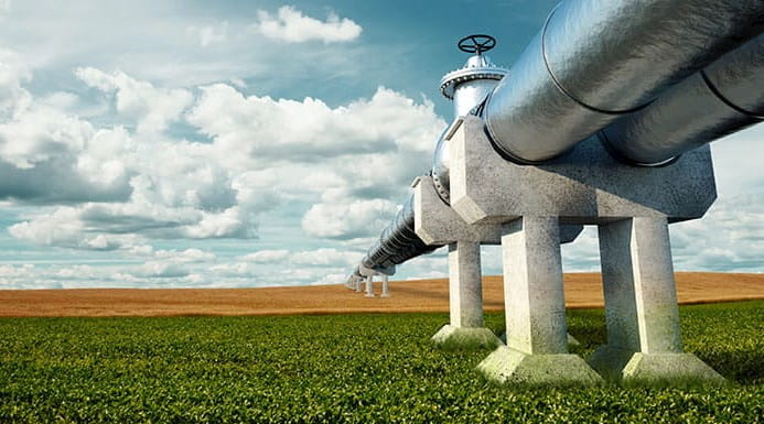 Pipeline going through a field