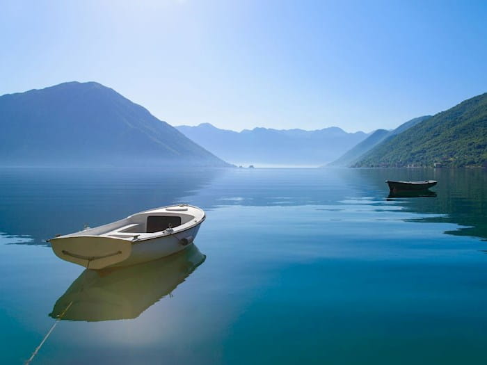 Boat on open lake