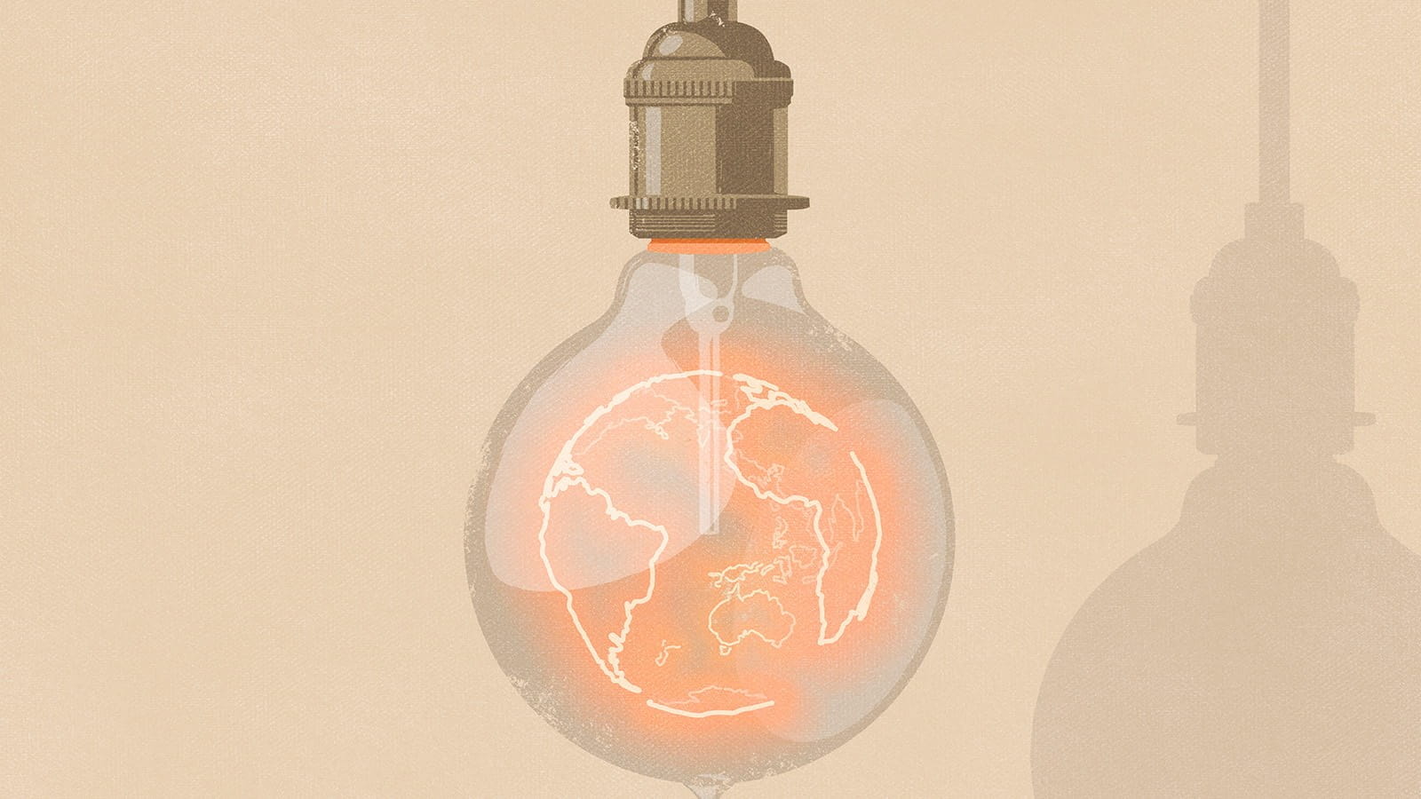 Lightbulb with image of a globe inside it