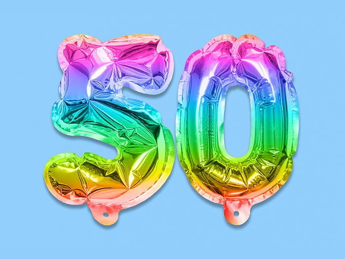 50 50th birthday anniversary balloons rainbow VAT ICAEW TAXline