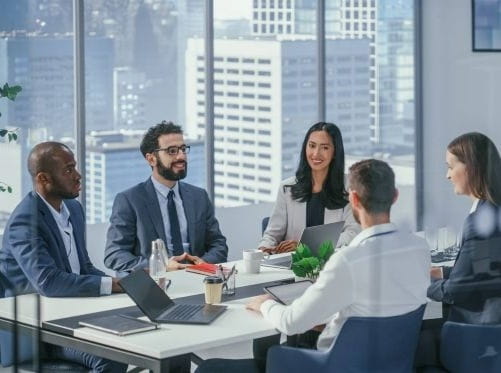 Diverse group of people in a meeting