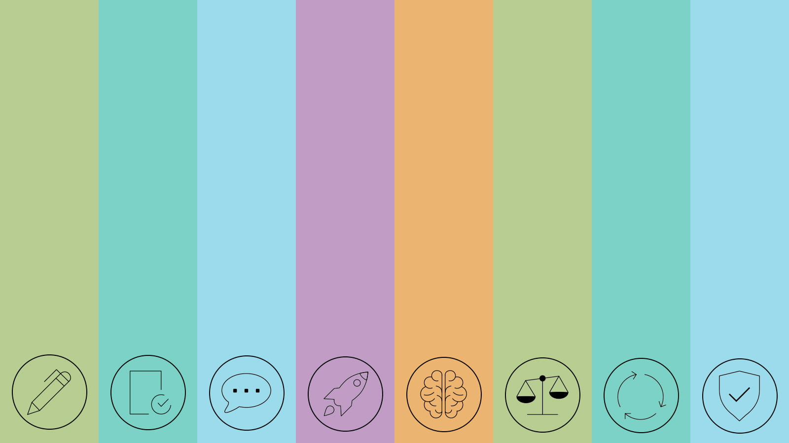 ICAEW brand colours AI artificial intelligence 8 colours icons pen tick list speechbox rocket brain scales circle security