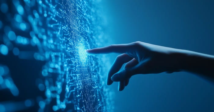 Finger reaching out to touch ai tech