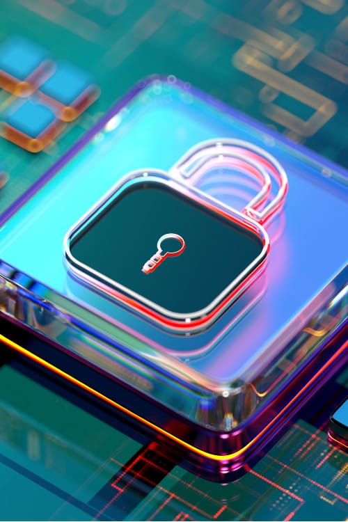 Cyber security button with lock on top