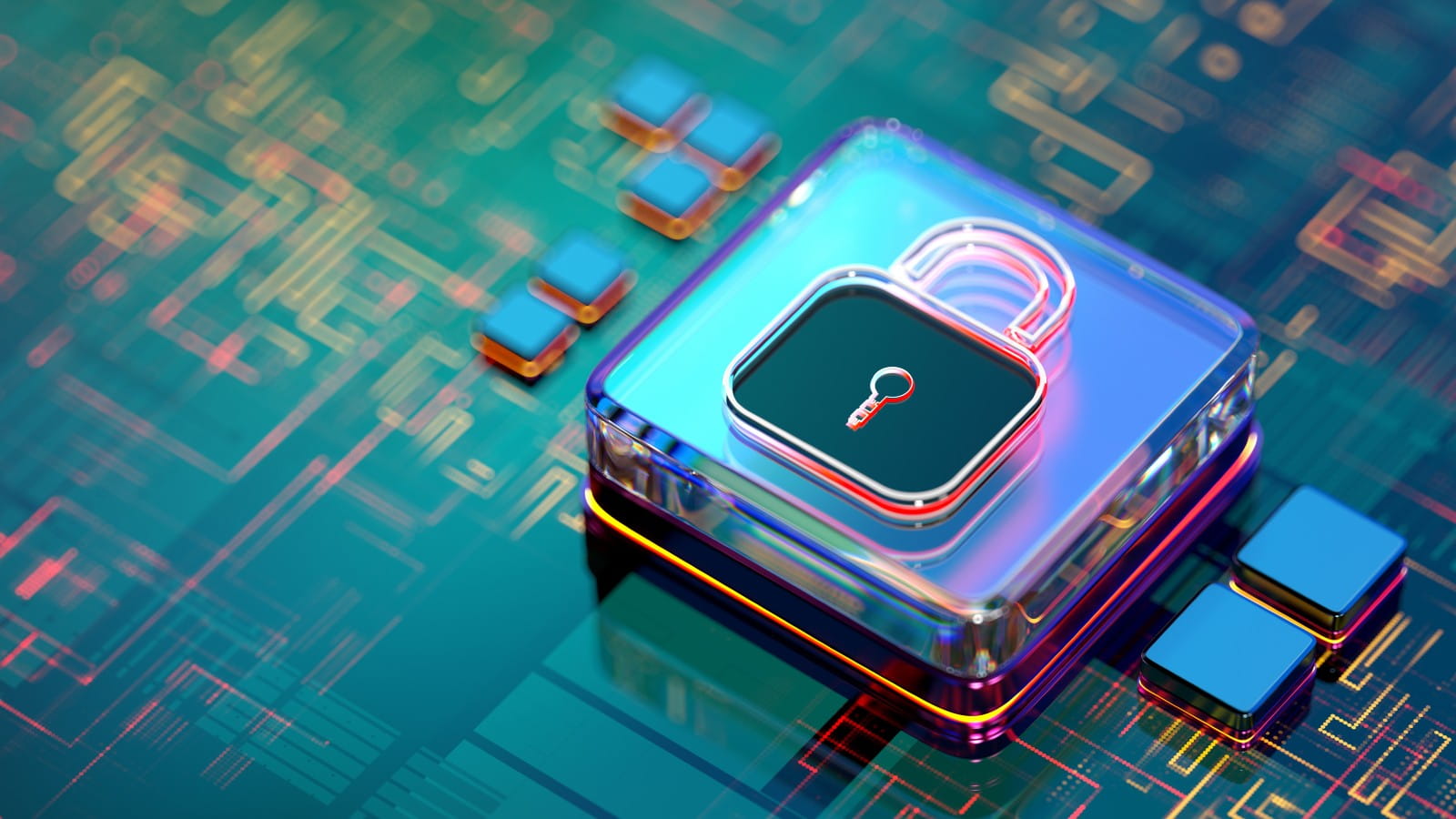 Cyber security button with lock on top