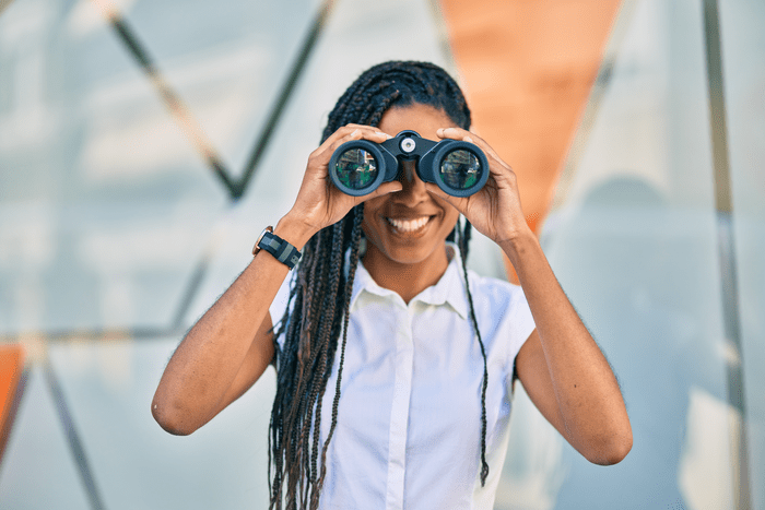 Woman with binoculars