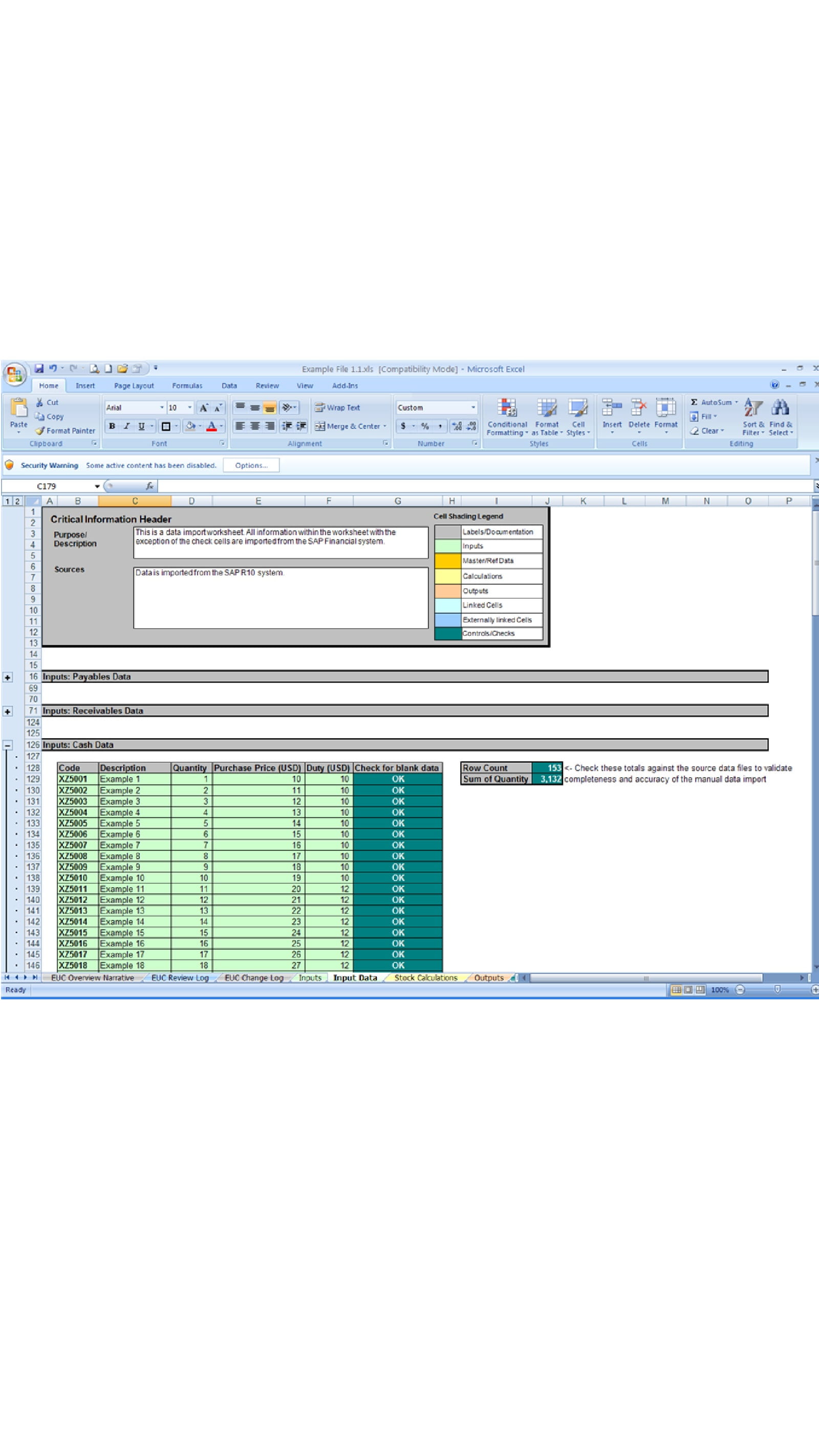 Segregate inputs, calculations and outputs, either by using separate worksheets, or demarcated sections on the same worksheet.