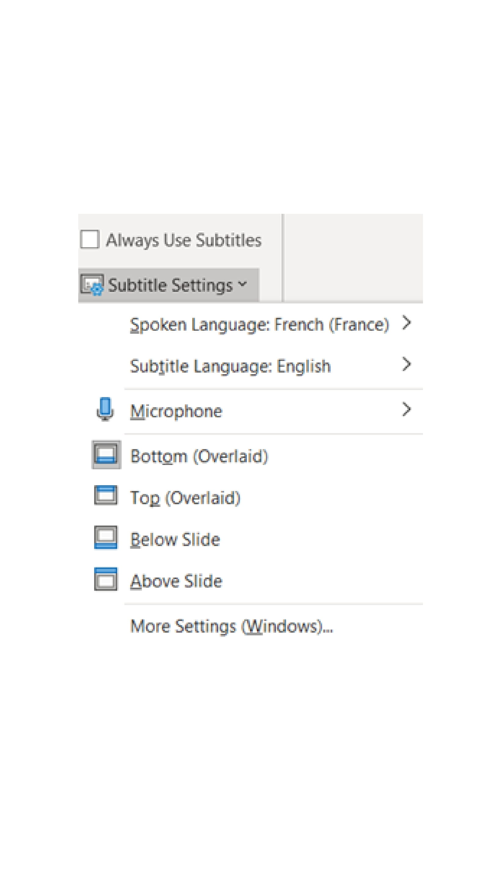 Subtitle settings illustration