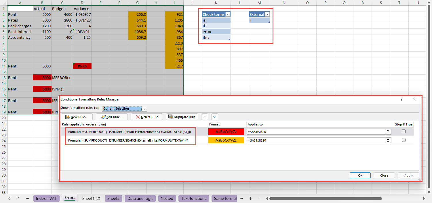 Excel screenshot