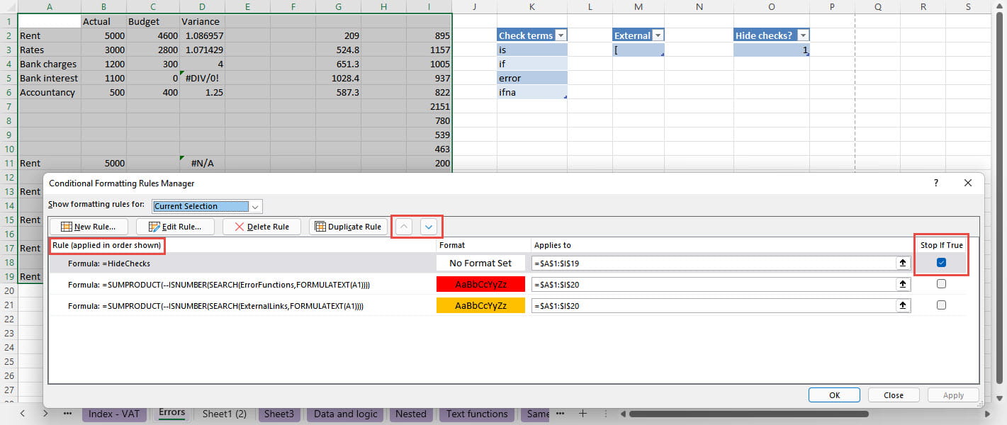 Excel screenshot