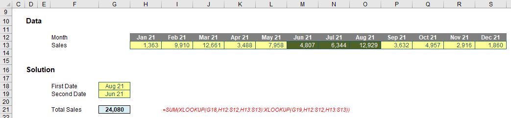 Dynamic sum with XLOOKUP