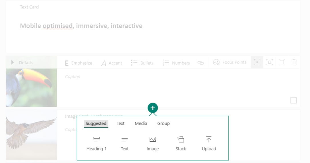 Screenshot of a new Sway card