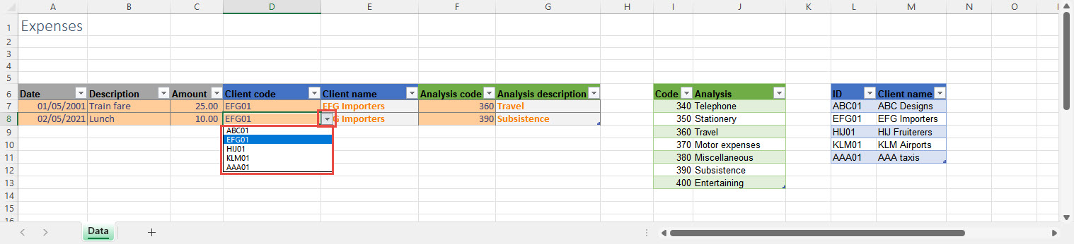 Excel screenshot
