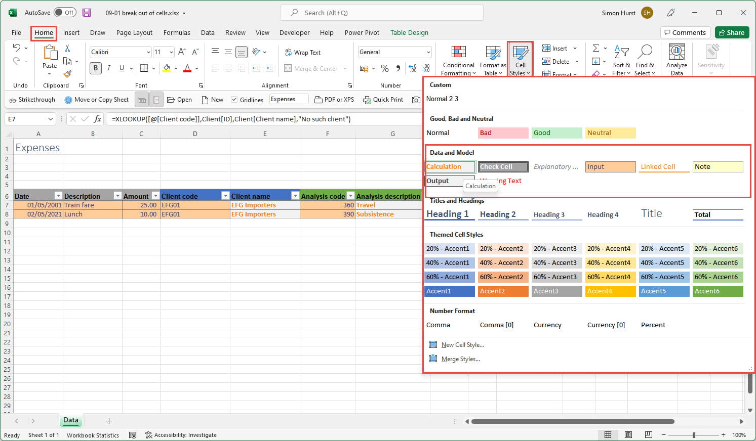 Excel screenshot