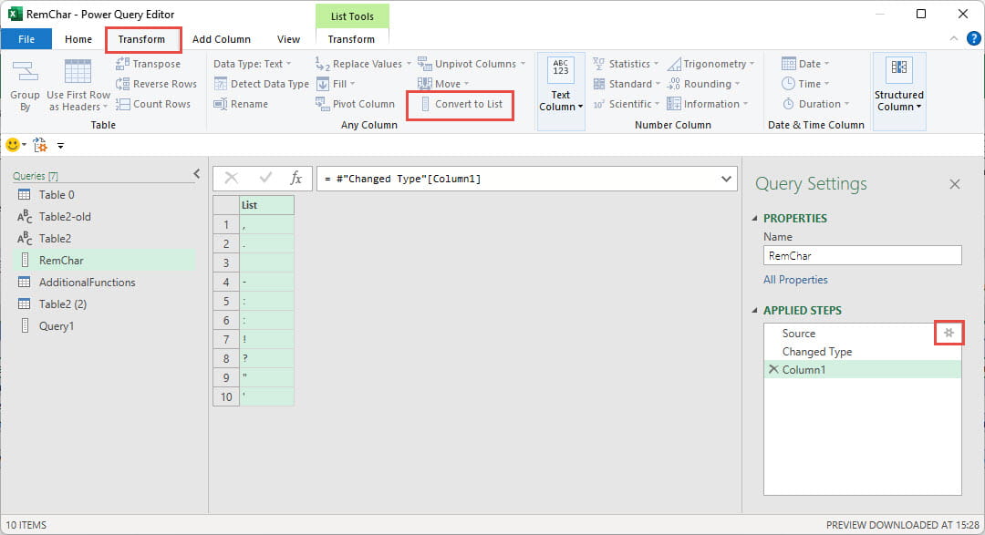 Excel screenshot