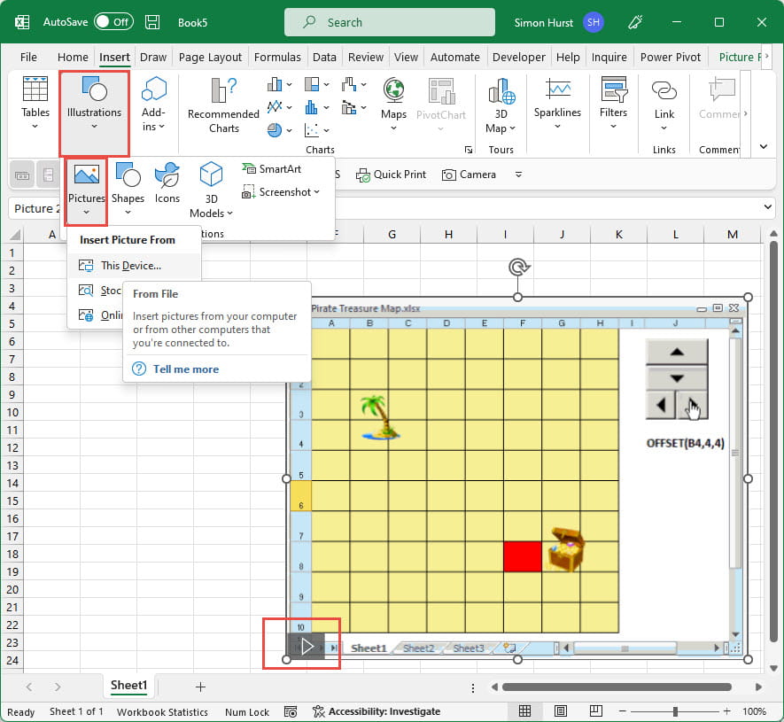 image of picture being inserted on excel