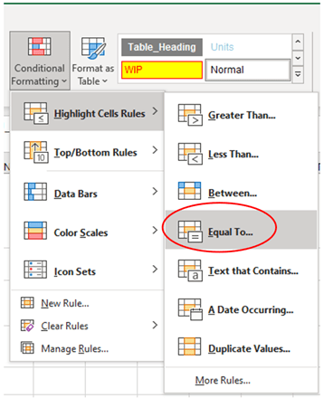 excel table settings options
