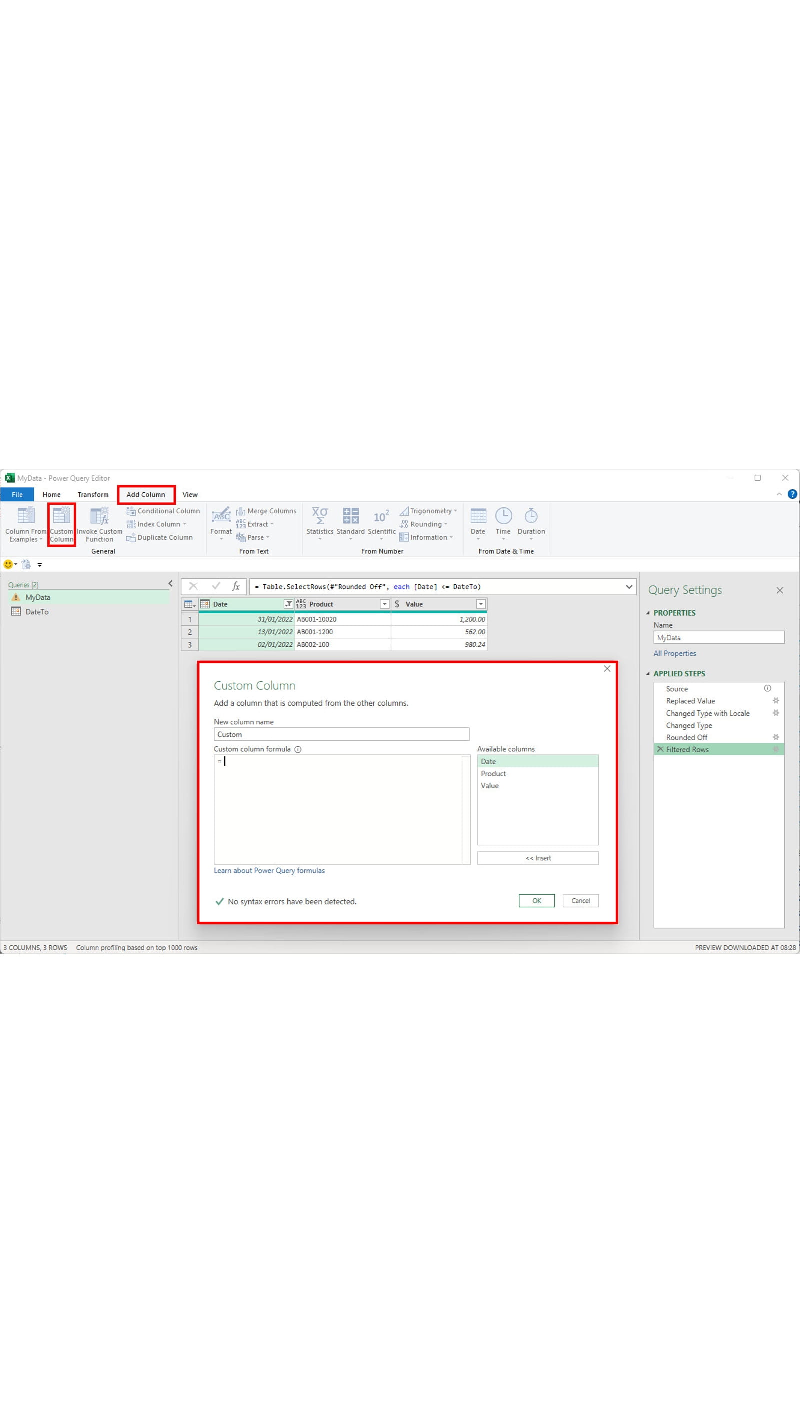 Excel spreadsheet screenshot