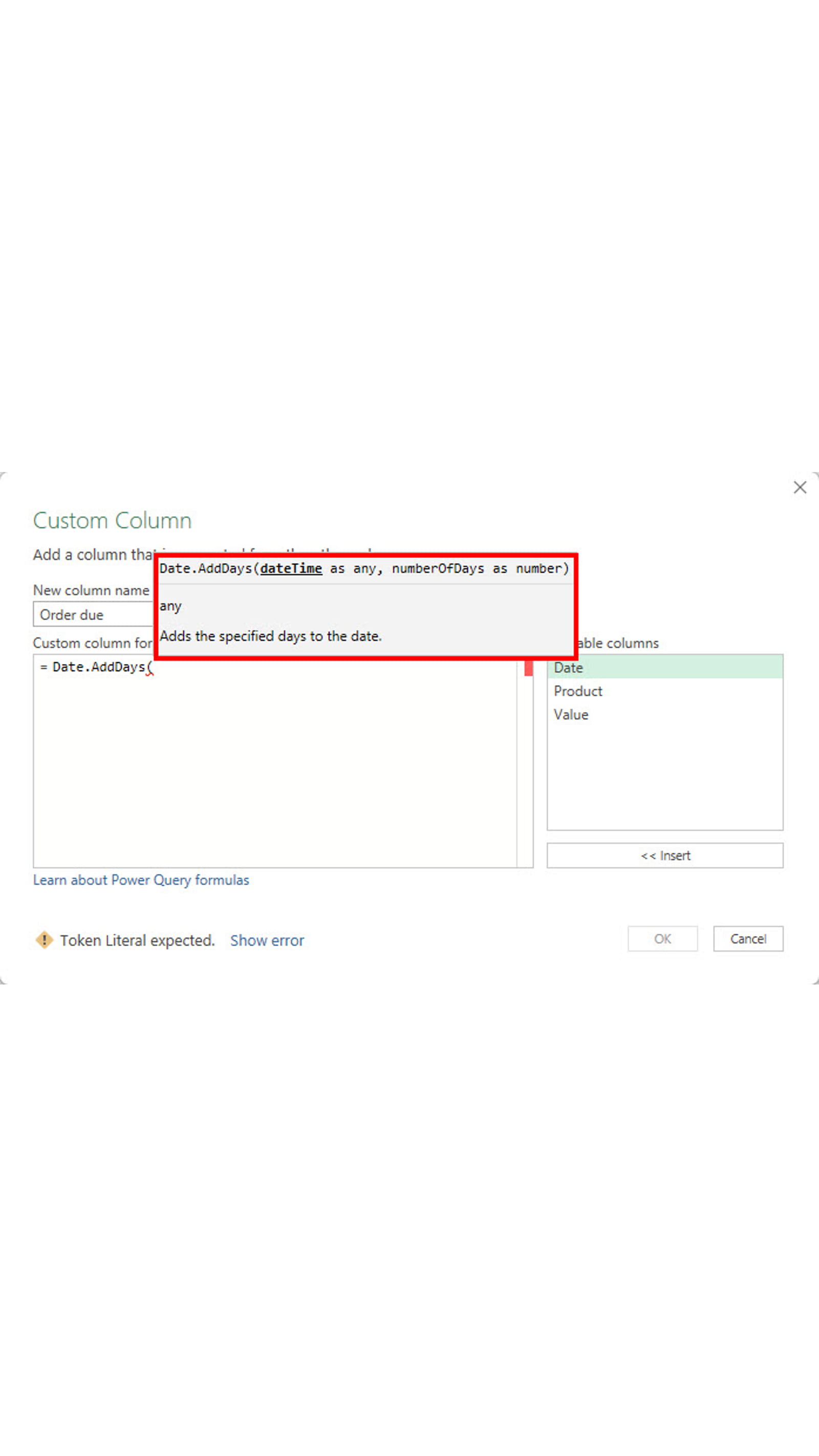 Excel spreadsheet screenshot