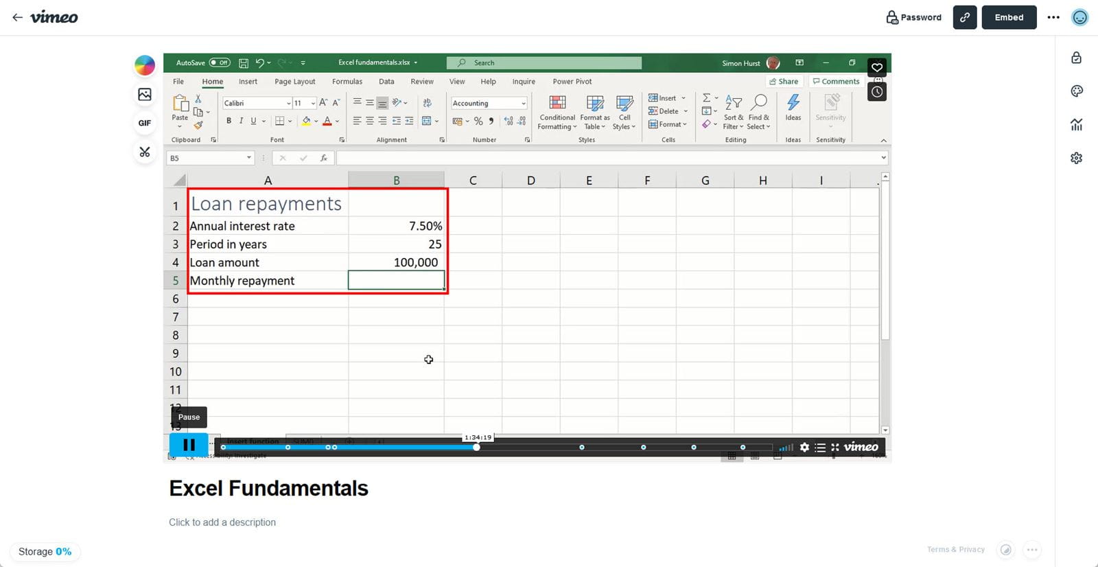 Excel screenshot