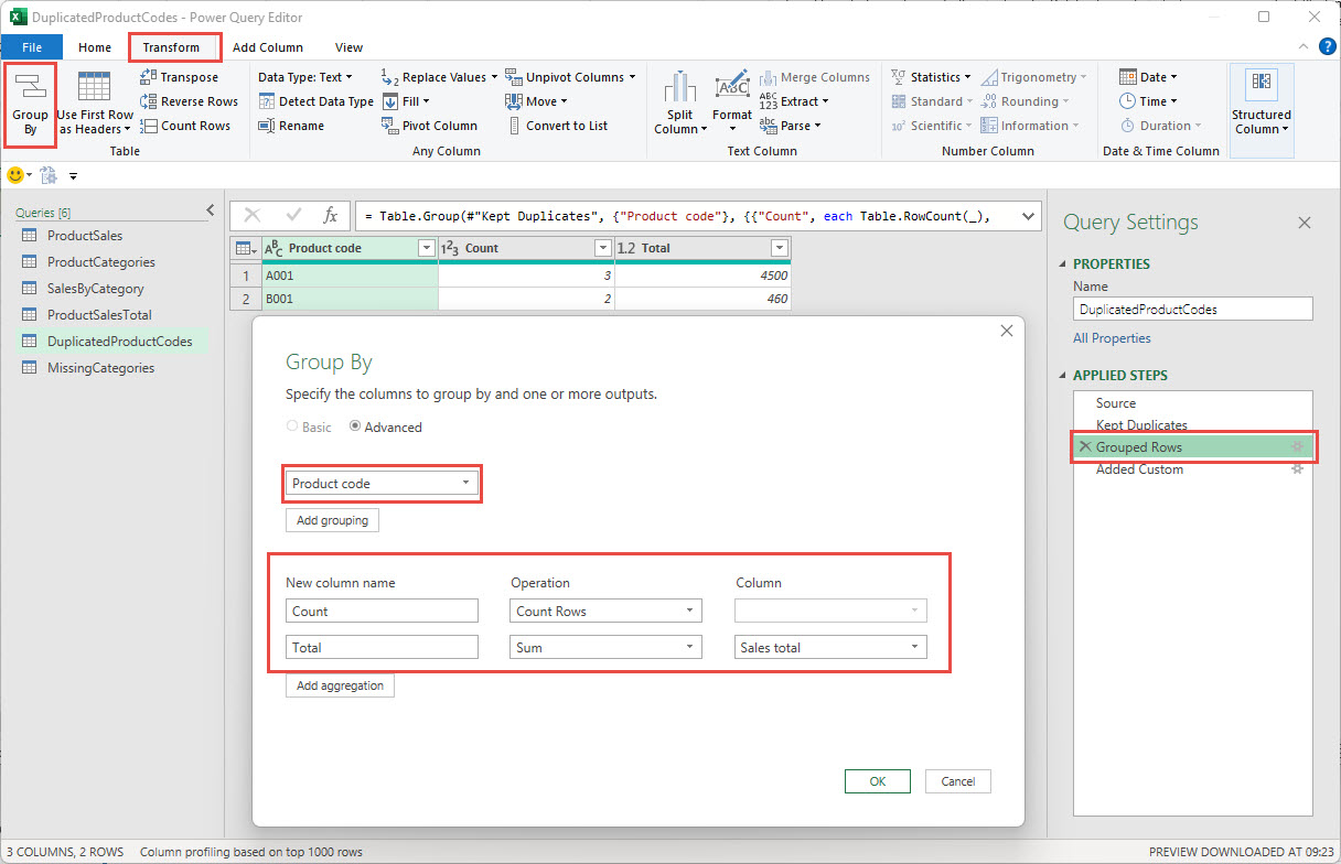 Excel spreadsheet screenshot