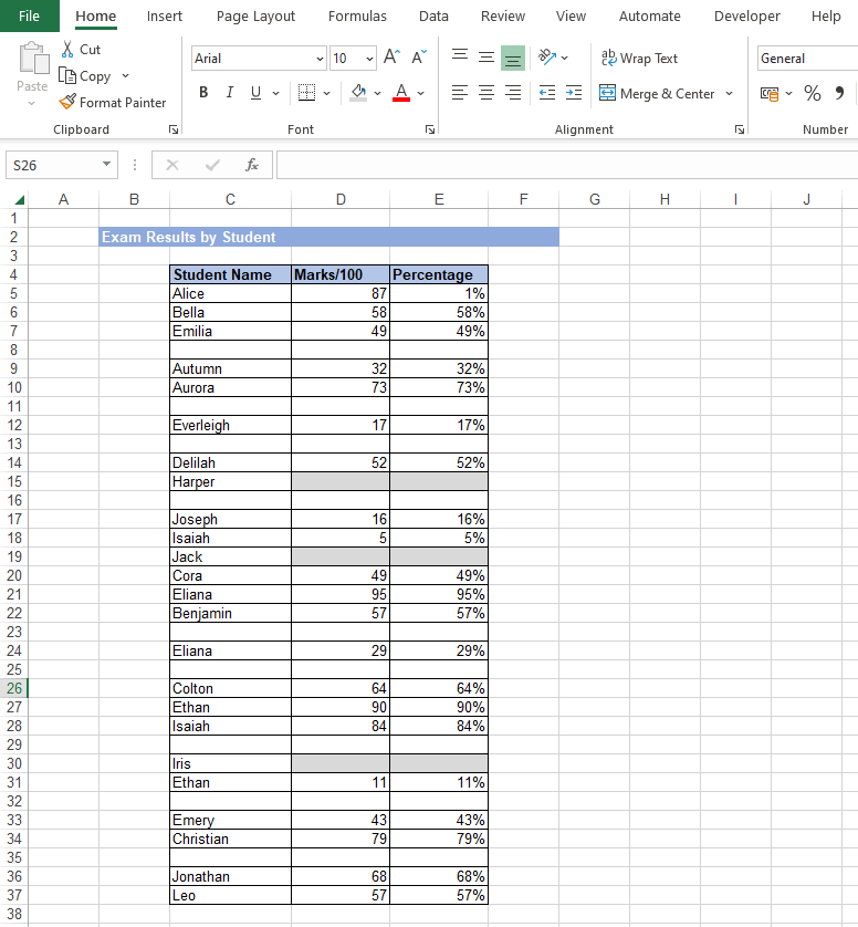 screenshot from an Excel spreadsheet
