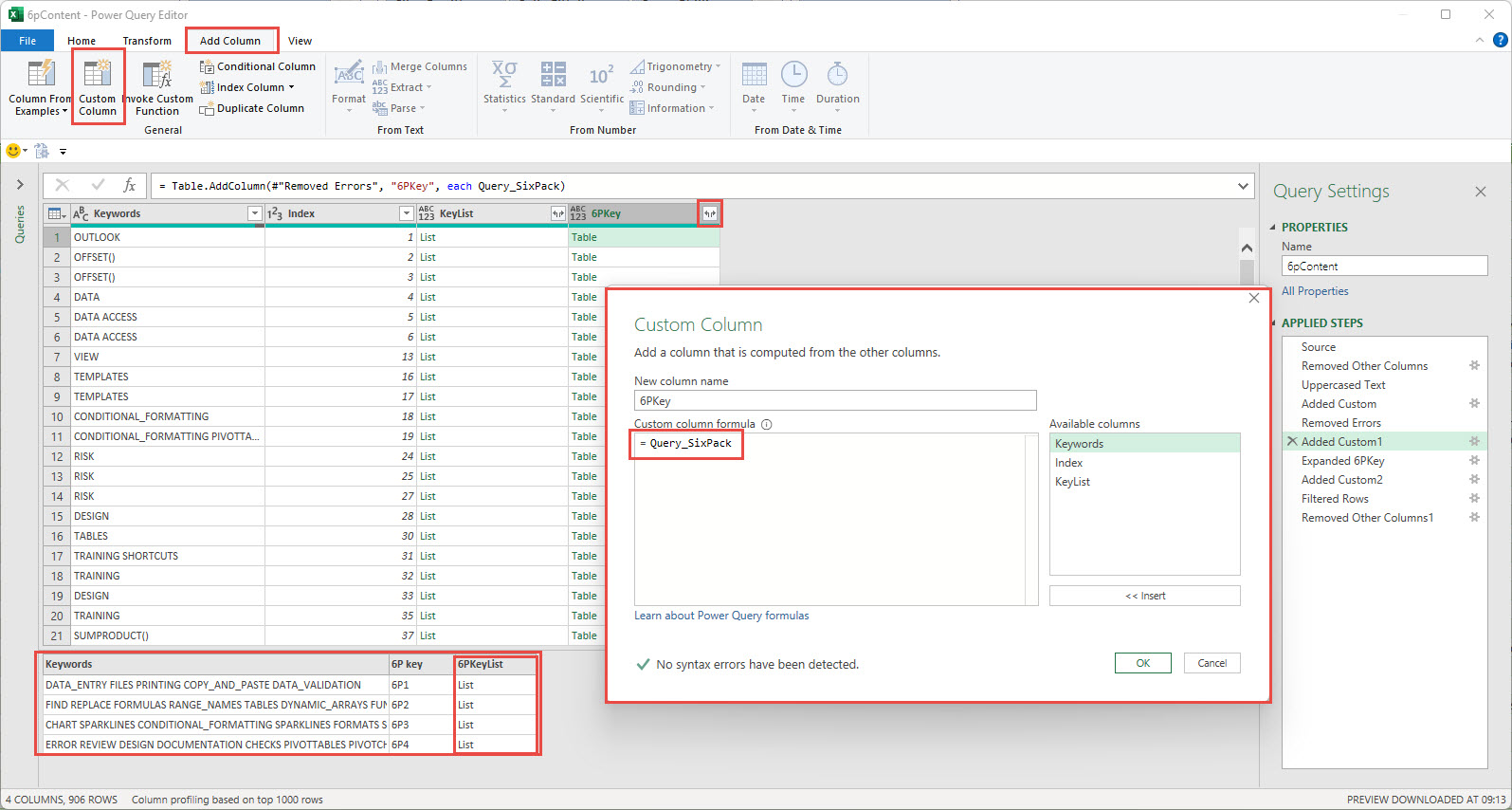 Image of Excel screenshot