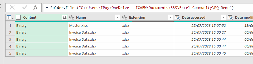 Screenshot from an Excel spreadsheet