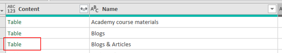 Screenshot from an Excel spreadsheet