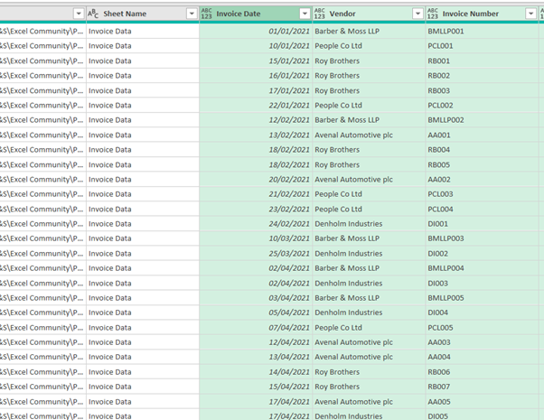 Screenshot from an Excel spreadsheet