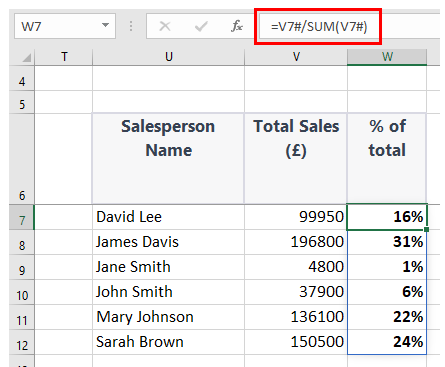 Excel screenshot