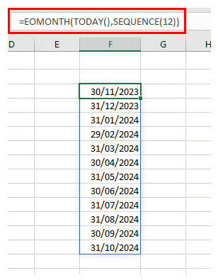 Excel screenshot